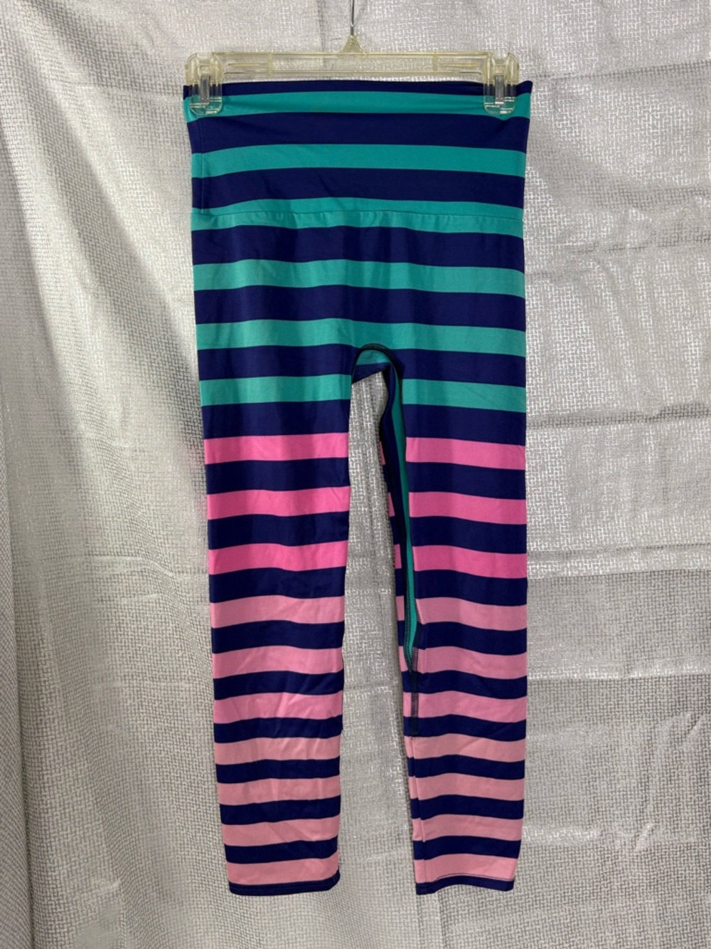 K-Deer Striped Leggings - Navy, Teal & Pink size M